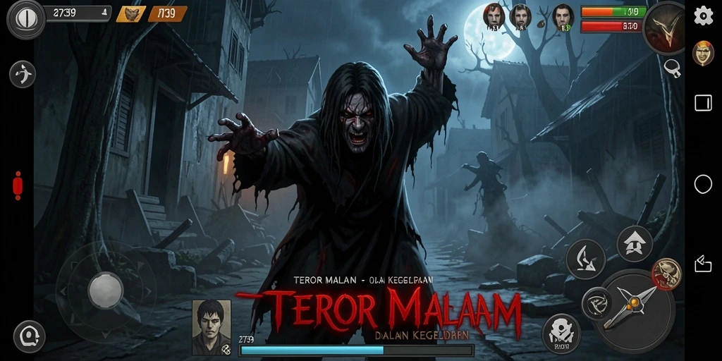 Screenshot gameplay 2739 yang menampilkan suasana kegelapan dan ketegangan.