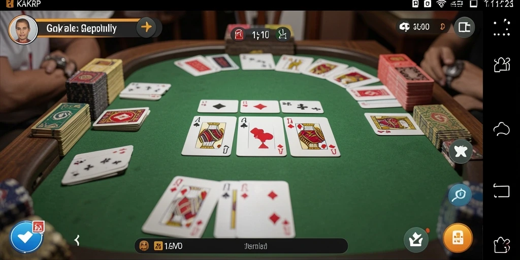 Screenshot KAKRP menampilkan gameplay seru gaple dengan teman.
