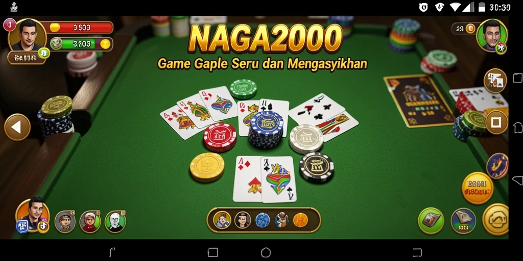 Screenshot gameplay NAGA2000 menunjukkan suasana seru permainan Gaple.