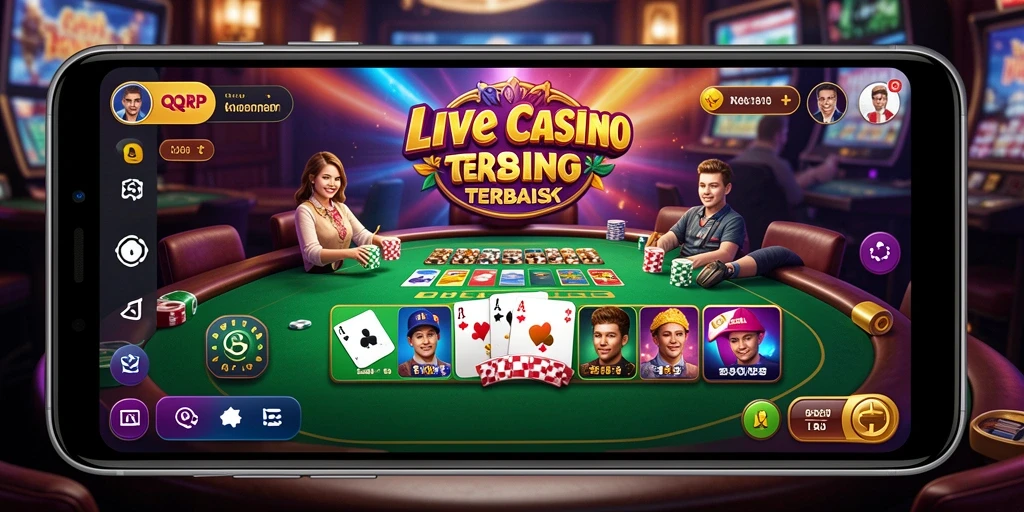 Screenshot gameplay Live Casino QQRP dengan dealer profesional.