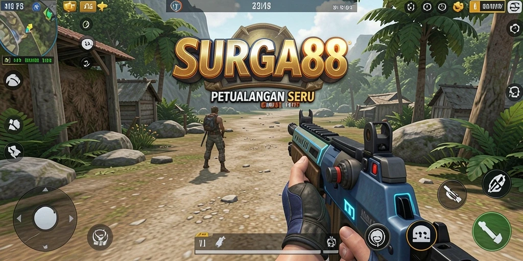 Screenshot utama SURGA88 menampilkan pertempuran intens dalam gameplay TPS.